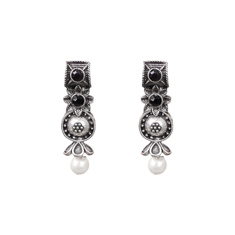 Wonderful wildflower oxidised stud earrings (Black)