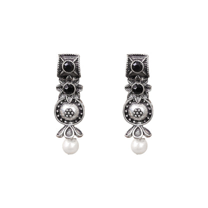 Wonderful wildflower oxidised stud earrings (Black)