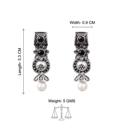 Wonderful wildflower oxidised stud earrings (Black)