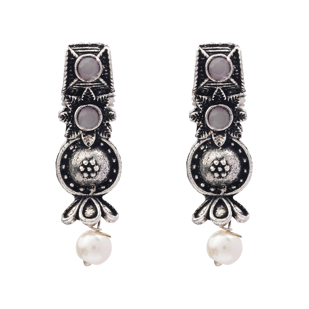 Wonderful wildflower oxidised stud earrings (Baby Pink)