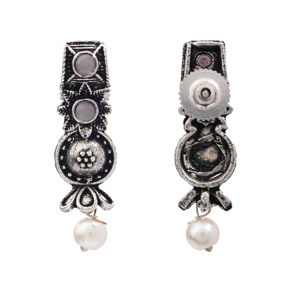 Wonderful wildflower oxidised stud earrings (Baby Pink)