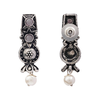 Wonderful wildflower oxidised stud earrings (Baby Pink)