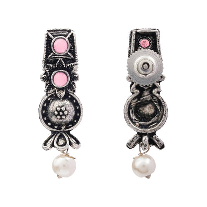 Wonderful wildflower oxidised stud earrings (Baby Pink)