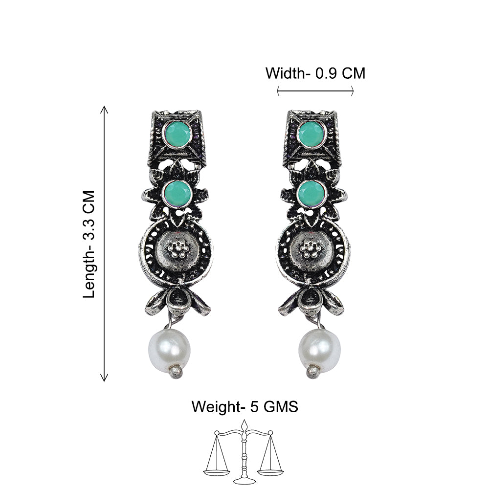 Wonderful wildflower oxidised stud earrings (Pista)