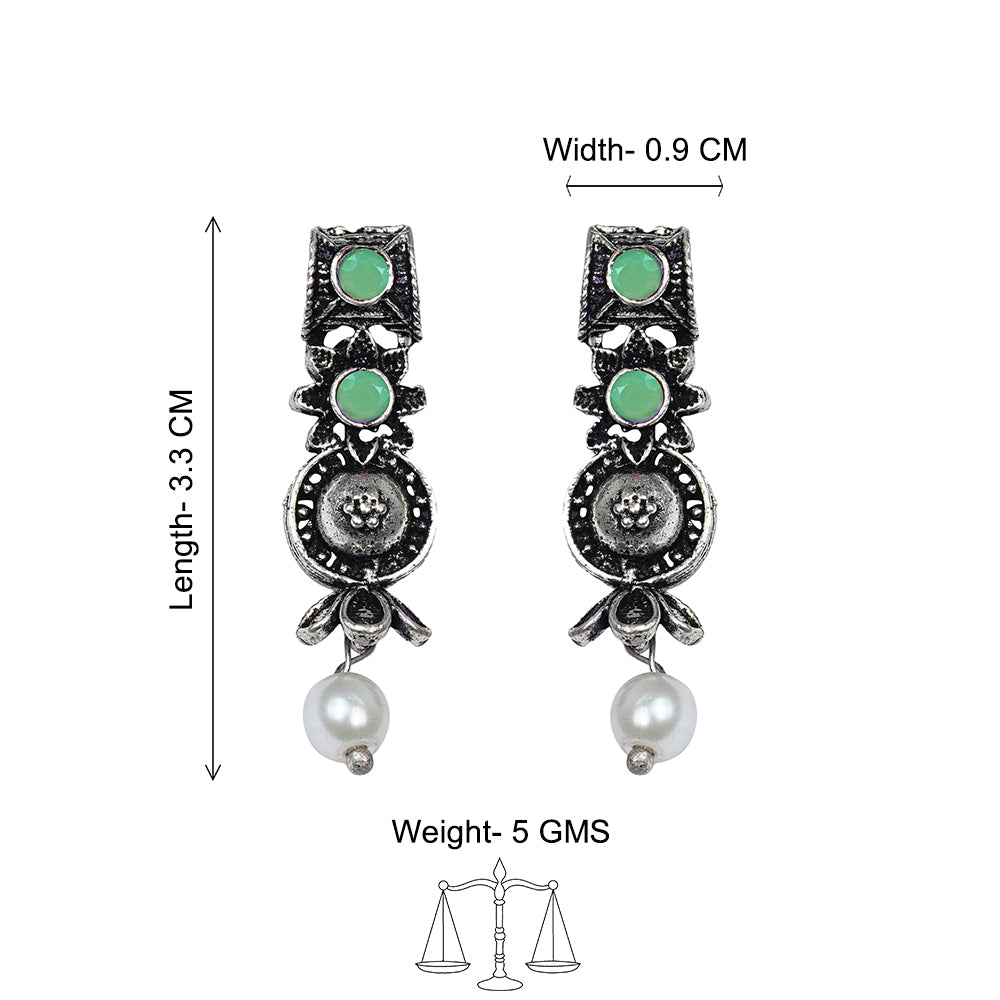 Wonderful wildflower oxidised stud earrings (Pista)