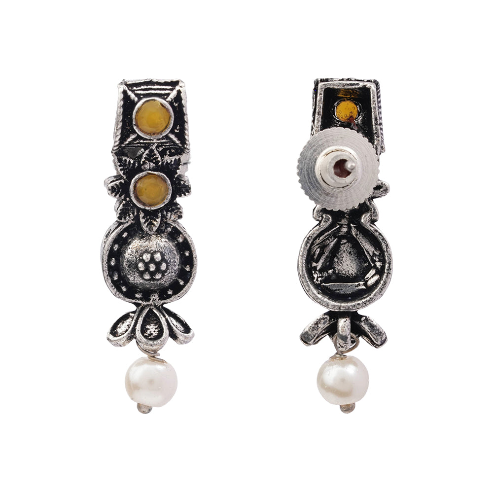 Wonderful wildflower oxidised stud earrings (Yellow)