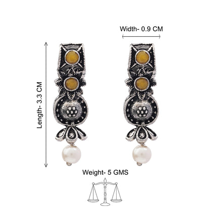 Wonderful wildflower oxidised stud earrings (Yellow)