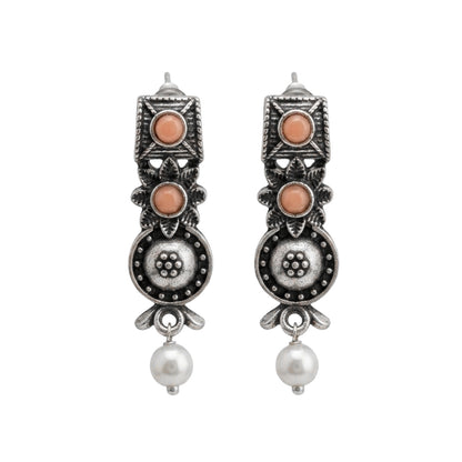Wonderful wildflower oxidised stud earrings (Light Orange)