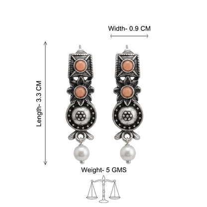 Wonderful wildflower oxidised stud earrings (Light Orange)