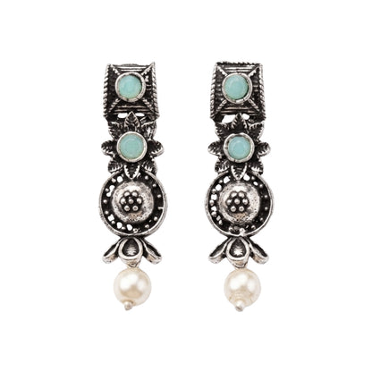 Wonderful wildflower oxidised stud earrings (Mint)