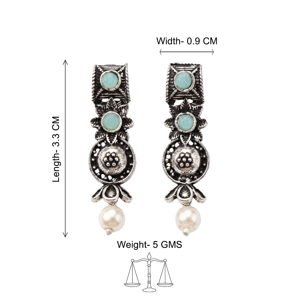 Wonderful wildflower oxidised stud earrings (Mint)