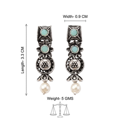 Wonderful wildflower oxidised stud earrings (Mint)