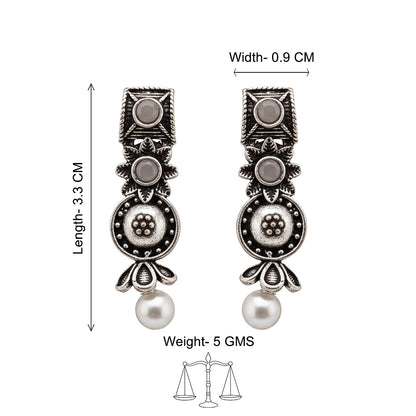 Wonderful wildflower oxidised stud earrings (Grey)