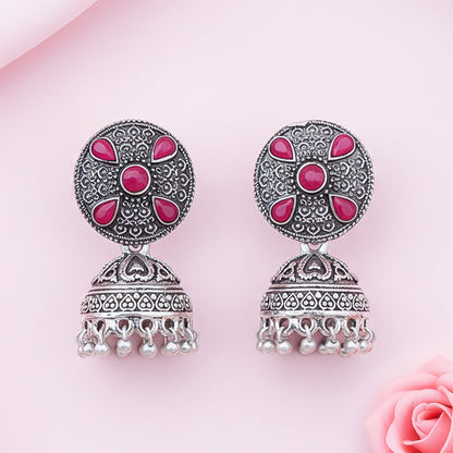 Royal Rajwada Jhumka earrings (Red)