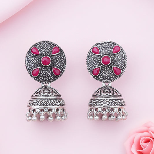 Royal Rajwada Jhumka earrings (Red)