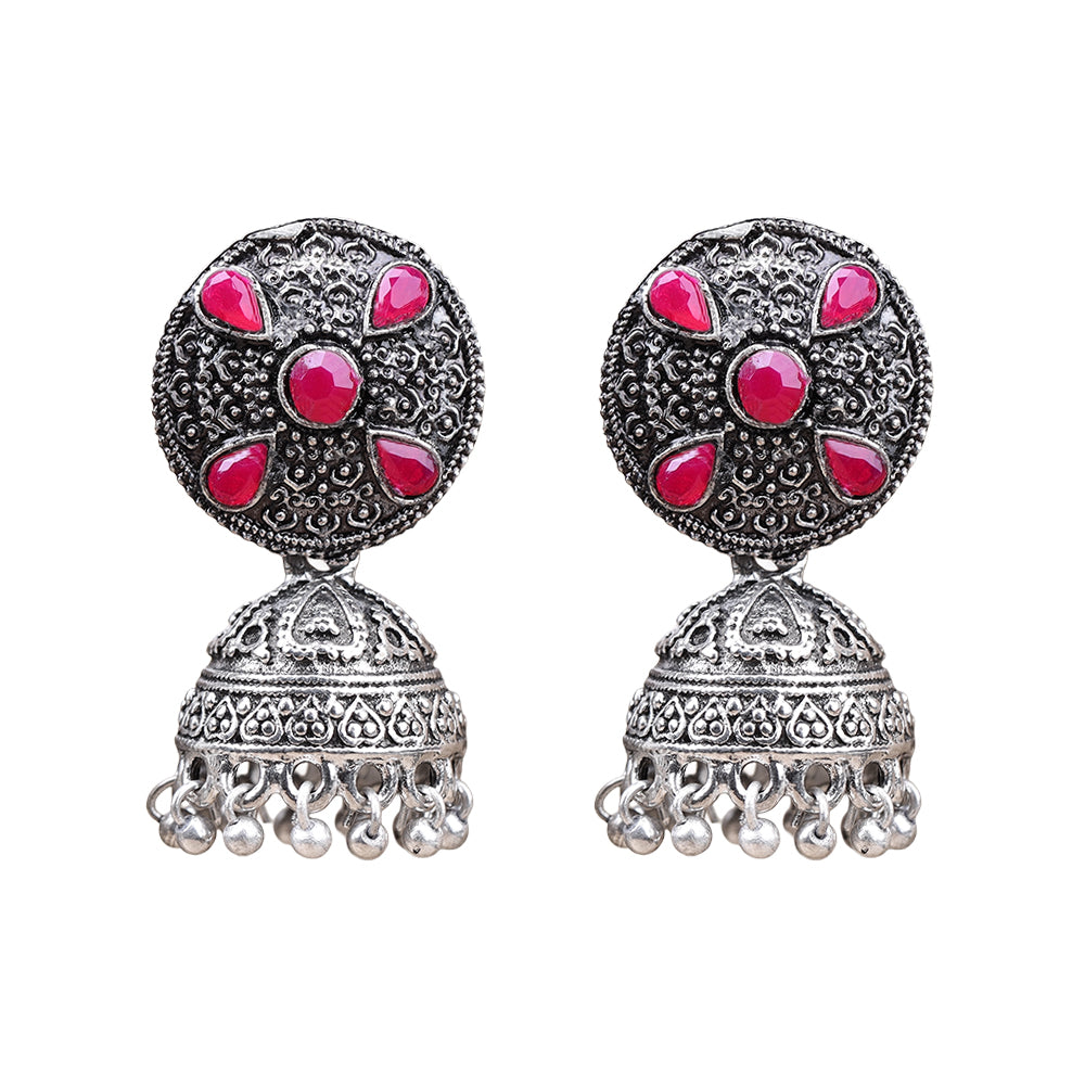 Royal Rajwada Jhumka earrings (Red)