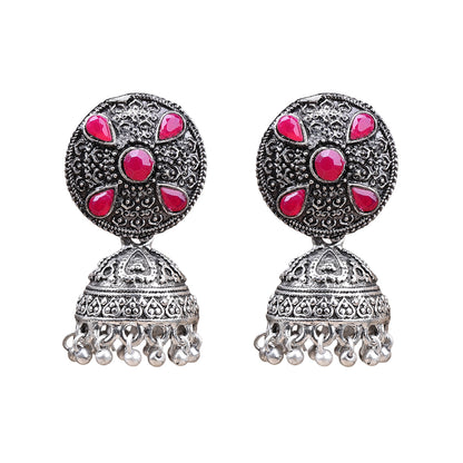 Royal Rajwada Jhumka earrings (Red)