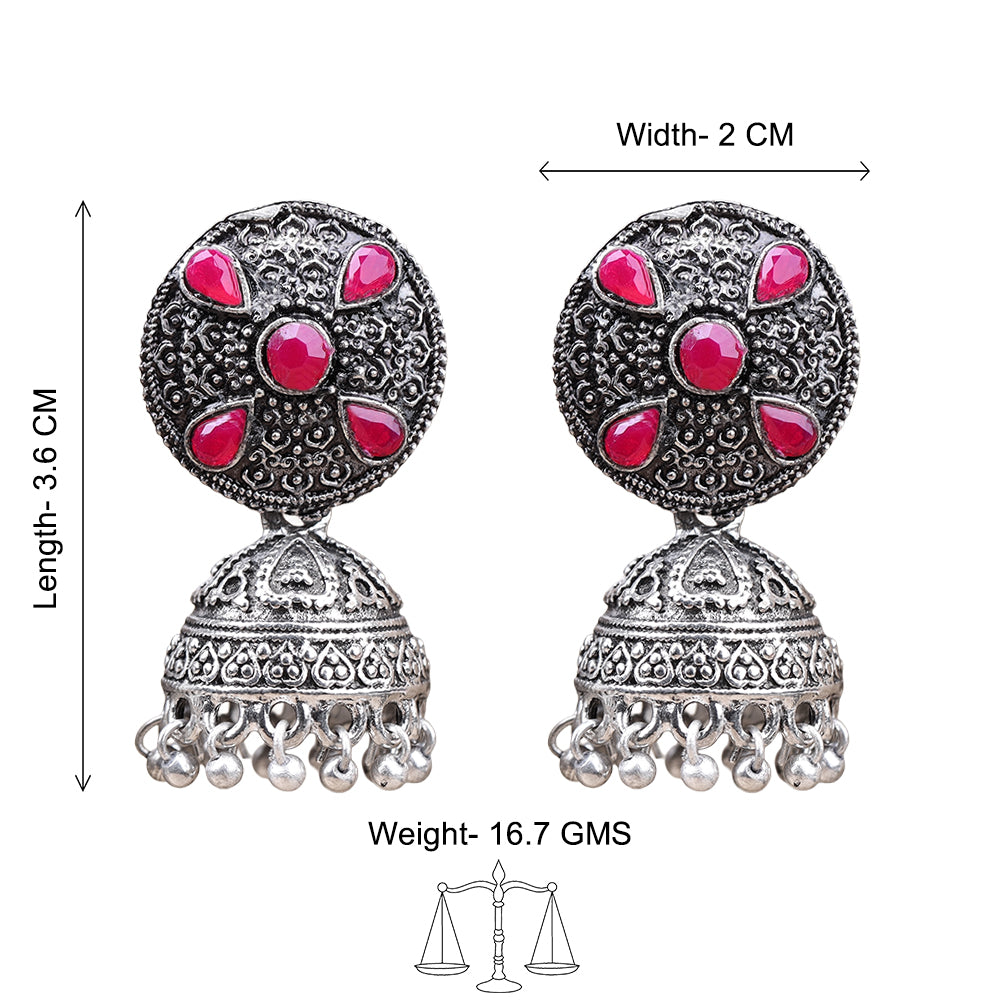 Royal Rajwada Jhumka earrings (Red)