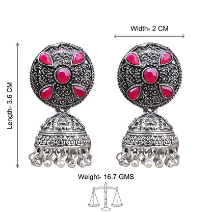 Royal Rajwada Jhumka earrings (Red)