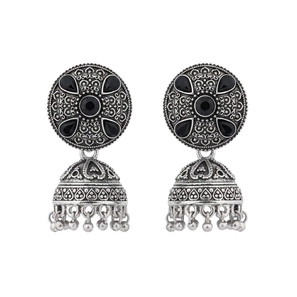 Royal Rajwada Jhumka earrings (Black)