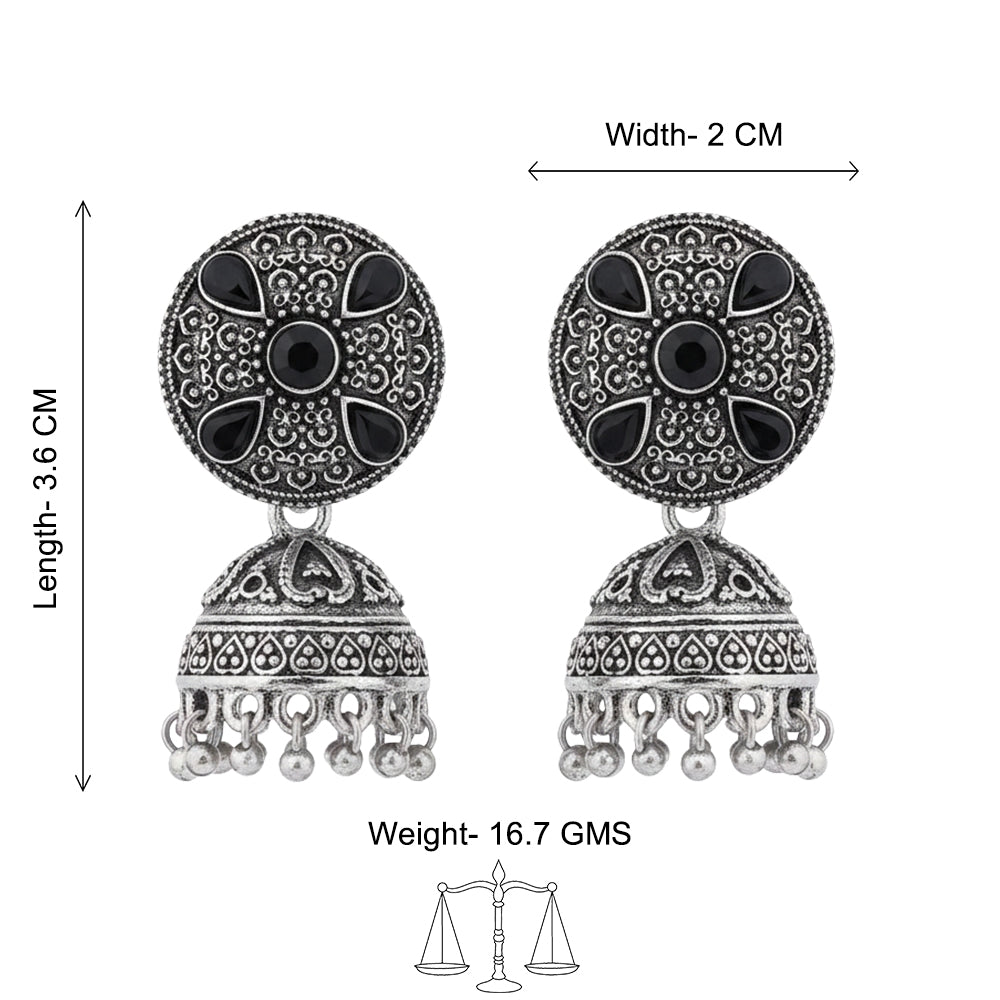 Royal Rajwada Jhumka earrings (Black)