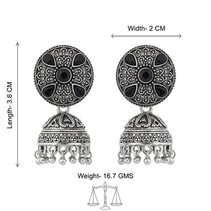 Royal Rajwada Jhumka earrings (Black)