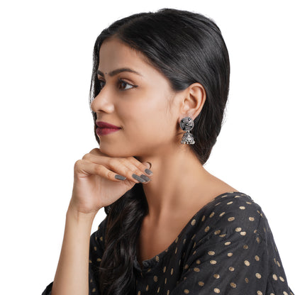 Royal Rajwada Jhumka earrings (Black)