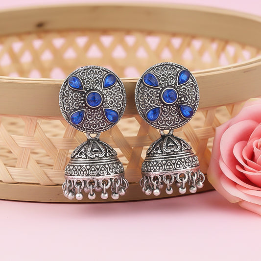 Royal Rajwada Jhumka earrings (Blue)