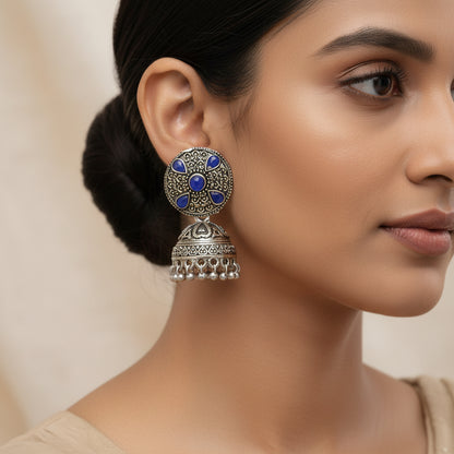Royal Rajwada Jhumka earrings (Blue)