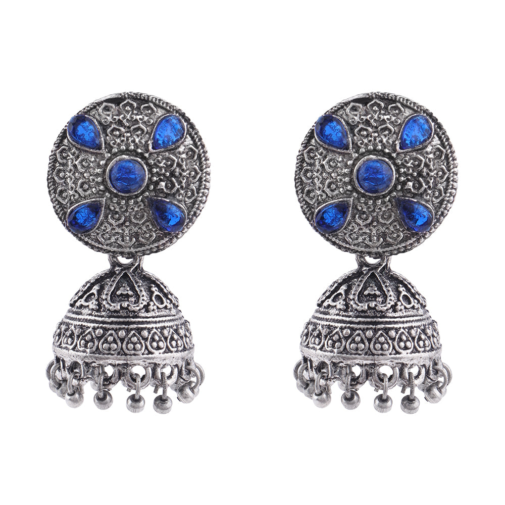 Royal Rajwada Jhumka earrings (Blue)