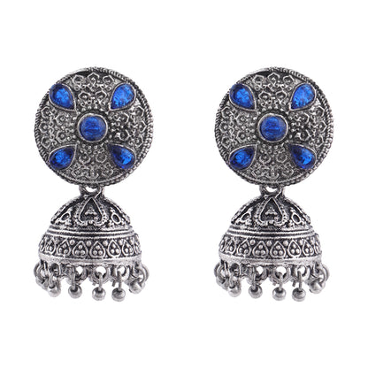 Royal Rajwada Jhumka earrings (Blue)