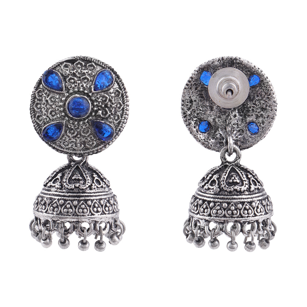 Royal Rajwada Jhumka earrings (Blue)