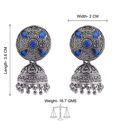 Royal Rajwada Jhumka earrings (Blue)