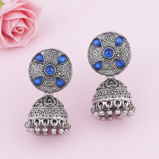 Royal Rajwada Jhumka earrings (Blue)