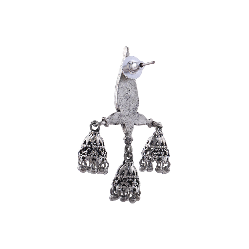 Tri-Leaf Jhumki earrings (Red)