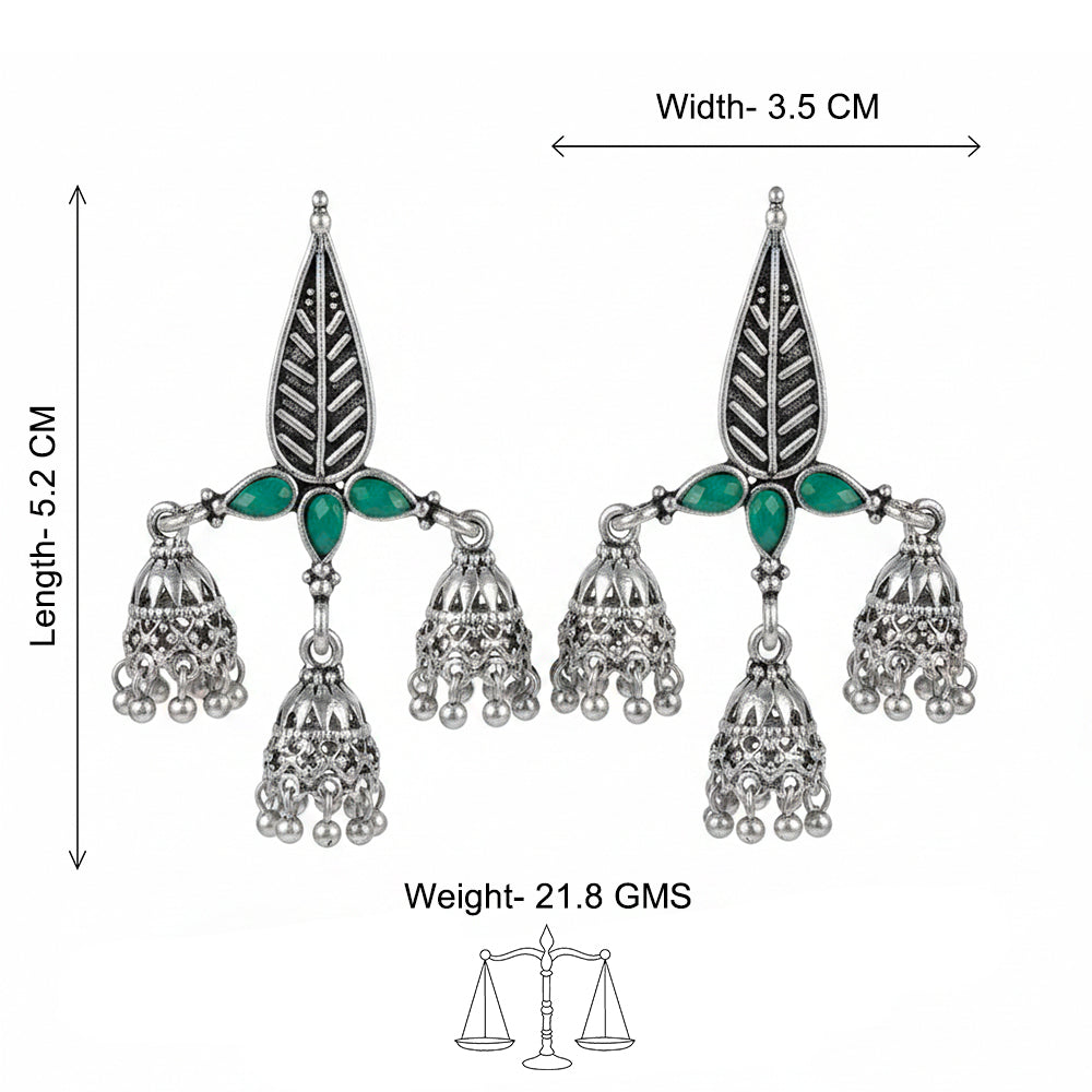 Tri-Leaf Jhumki earrings (Green)