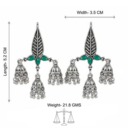Tri-Leaf Jhumki earrings (Green)
