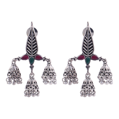 Tri-Leaf Jhumki earrings (Multicolored)