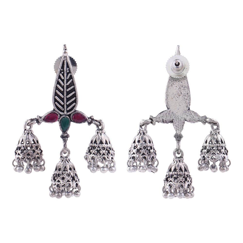 Tri-Leaf Jhumki earrings (Multicolored)
