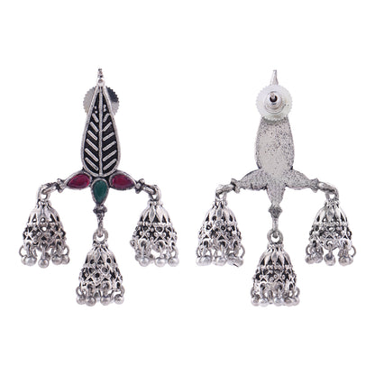 Tri-Leaf Jhumki earrings (Multicolored)