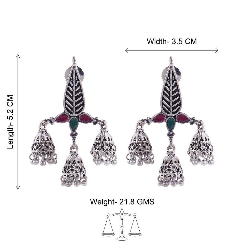 Tri-Leaf Jhumki earrings (Multicolored)