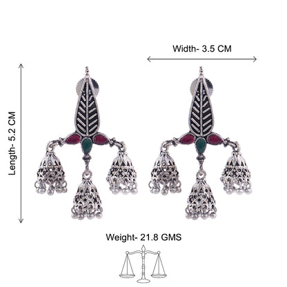 Tri-Leaf Jhumki earrings (Multicolored)