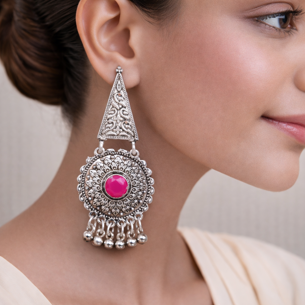 Shine Fine Dangler Earrings (Red)