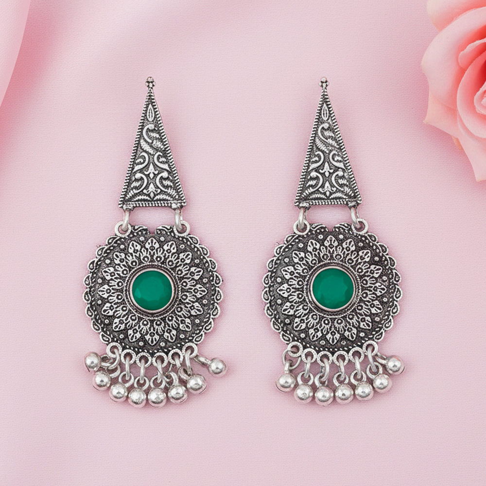 Shine Fine Dangler Earrings (Green)