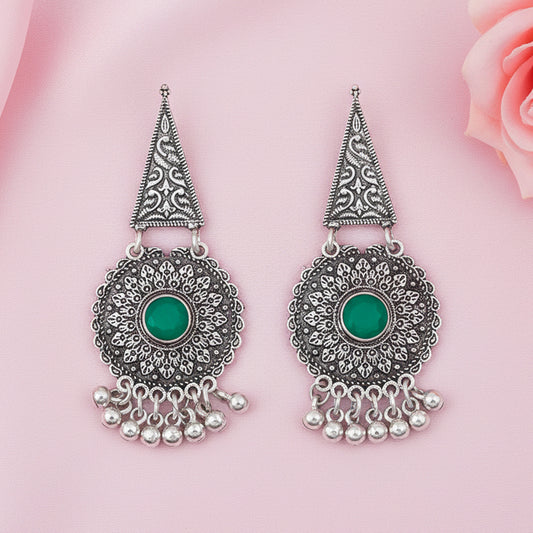 Shine Fine Dangler Earrings (Green)