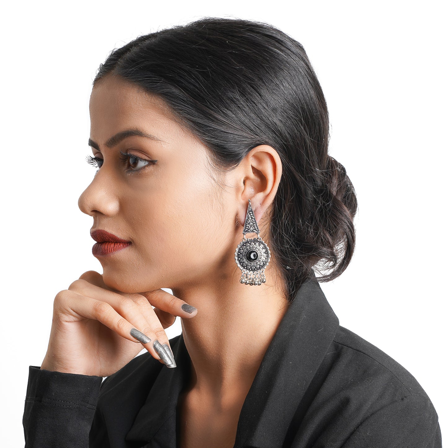 Shine Fine Dangler Earrings (Black)