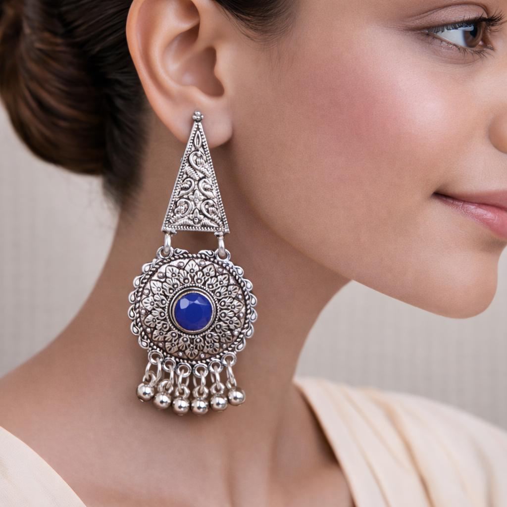 Shine Fine Dangler Earrings (Blue)