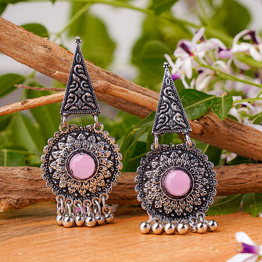Shine Fine Dangler Earrings (Baby Pink)