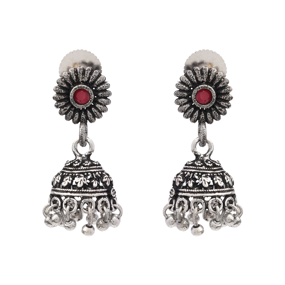 Garden gorgeousness Jhumki arrings (Red)