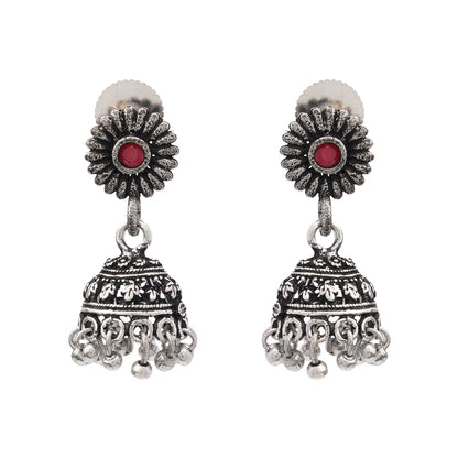 Garden gorgeousness Jhumki arrings (Red)